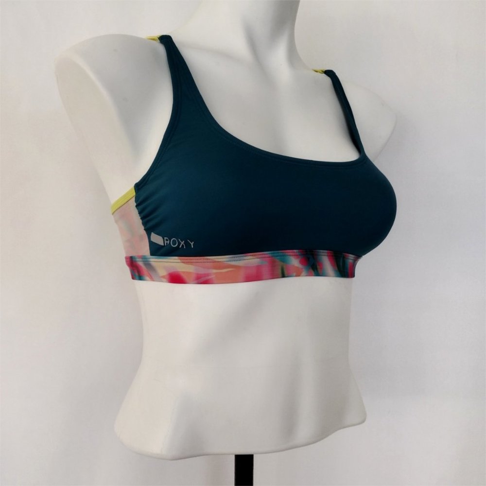 Roxy Blue Tie Dye Racerback Sports Bra Size S
